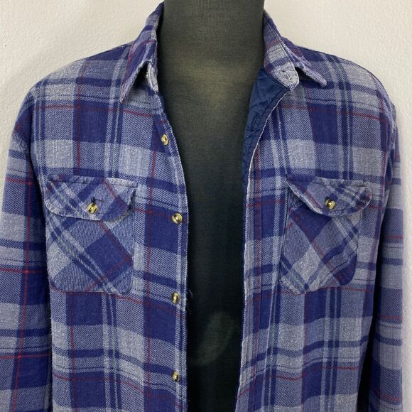 Vtg Northwest Territory Mens Plaid Chore Jacket Shirt Quilted Cotton Flannel LT - Picture 2 of 15